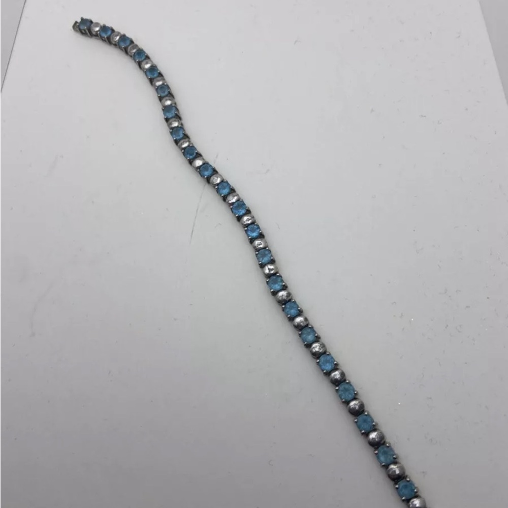 Elegant Blue and Silver Tennis Bracelet